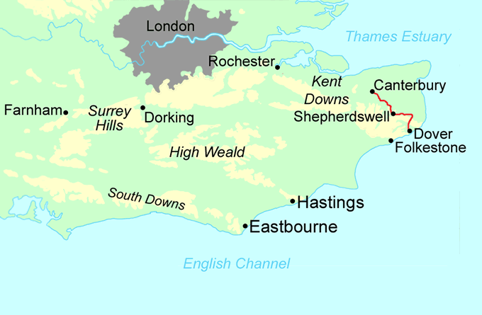 North Downs Short Break map